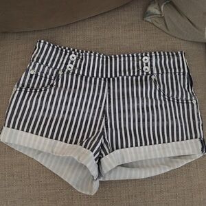 Free People Black and White Striped Shorts